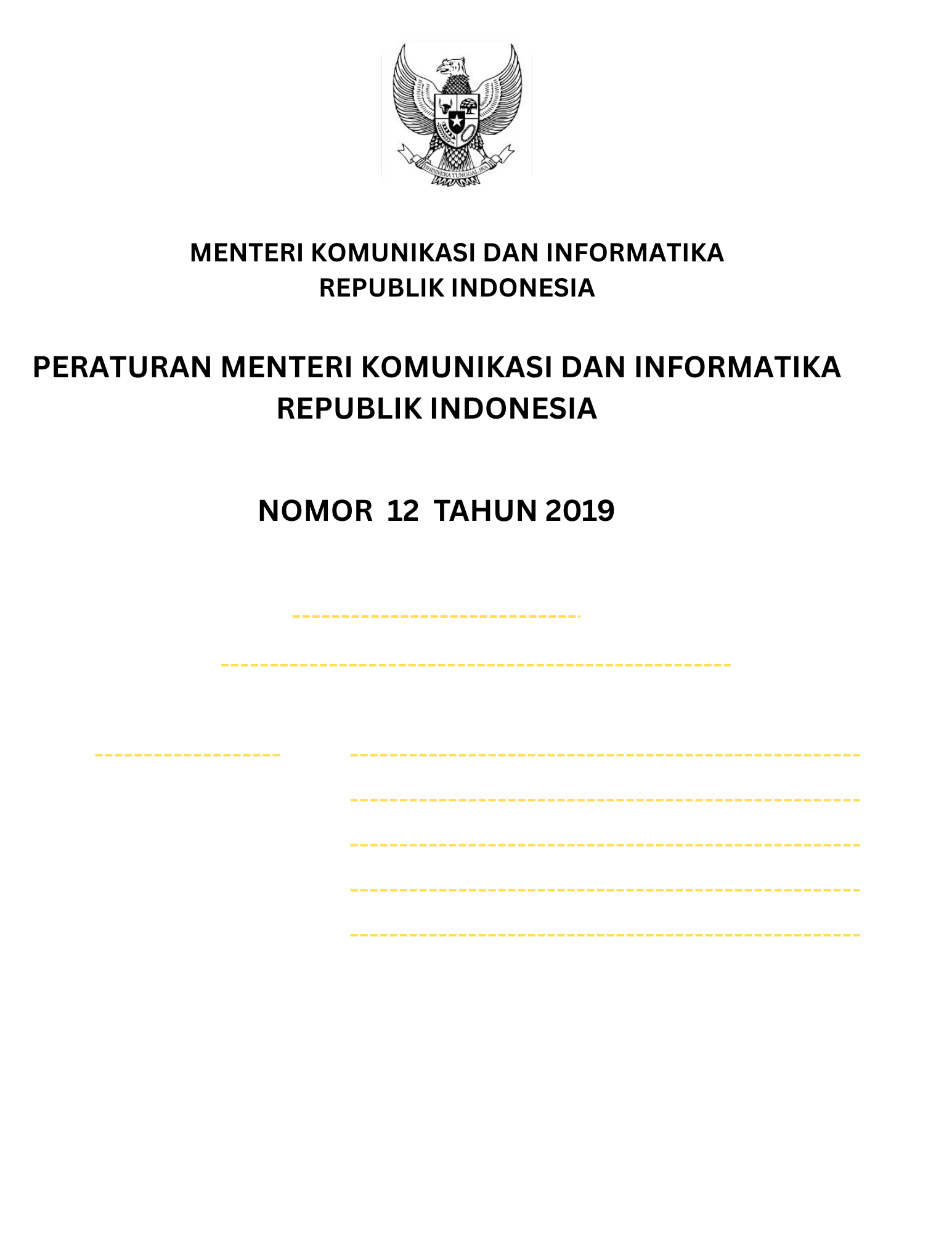 Permen Kominfo Nomor 12 Tahun 2019