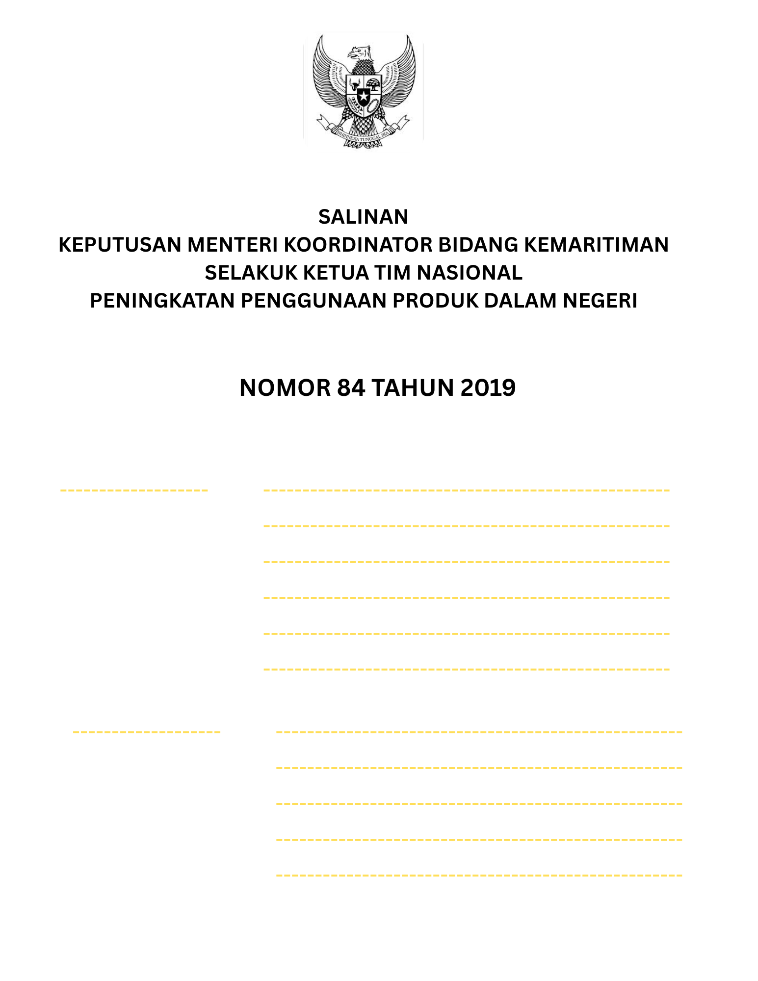 Kepmenko No. 84 Tahun 2019