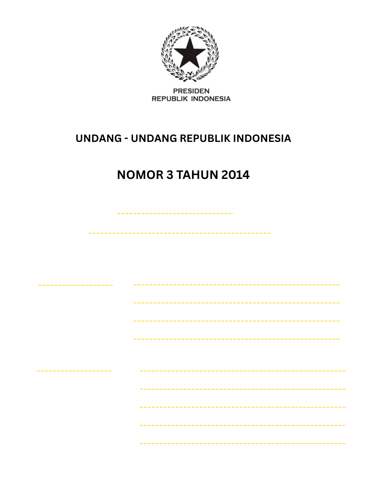 Undang Undang  Nomor 3 Tahun 2014