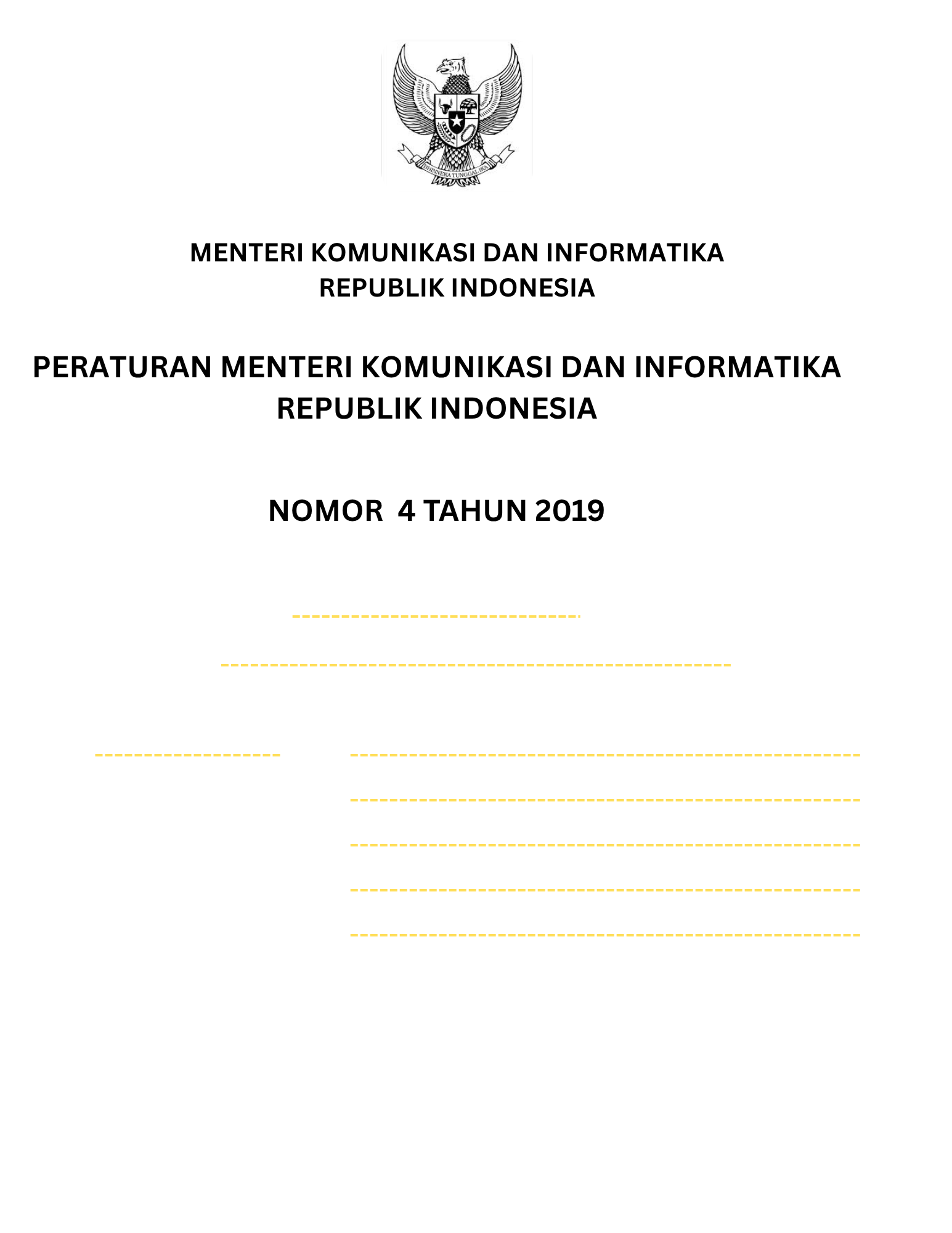 Permen Kominfo No. 4 Tahun 2019