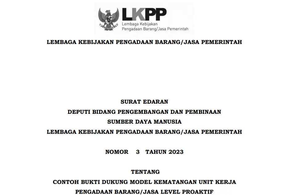 SURAT EDARAN DEPUTI BIDANG PENGEMBANGAN DAN PEMBINAAN SUMBER DAYA MANUSIA LEMBAGA KEBIJAKAN PENGADAAN BARANG/JASA PEMERINTAH